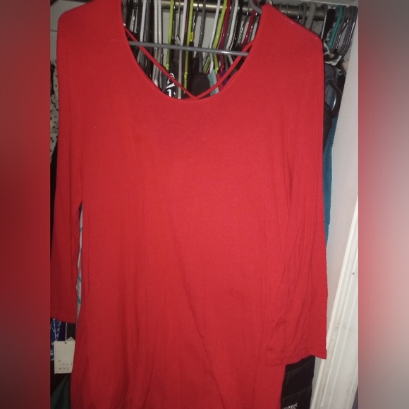 **EUC! BEAUTIFUL Criss Cross RED Tunic TOP - Ballet Sleeves - Juniors XL - Picture 6 of 6
